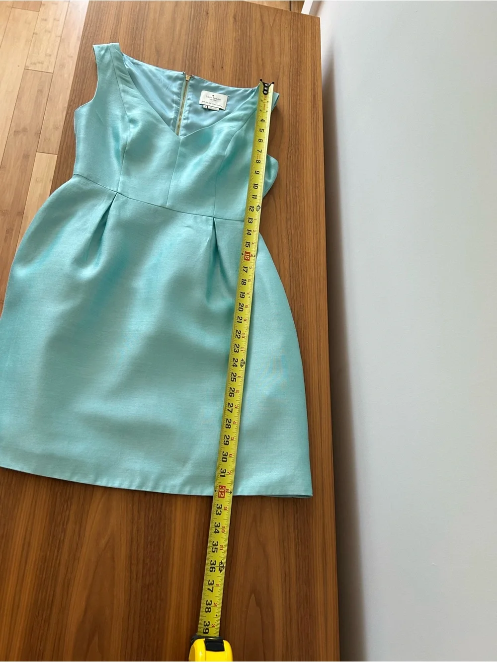 kate spade Light Aqua V-Neck Pleated A-Line Mini Dress Size 2